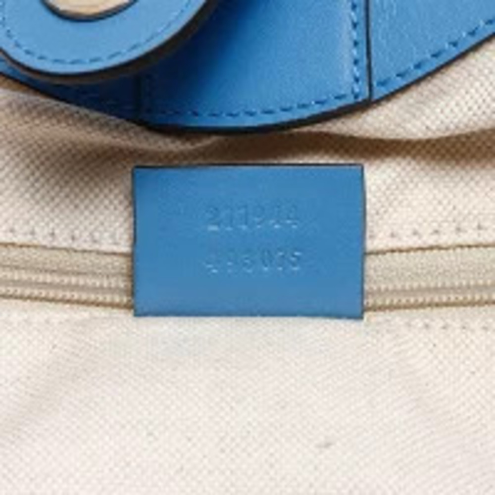 Gucci GG Canvas Sukey Blue Leather Handbag Beige - Picture 11 of 13